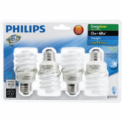 Philips EnergySaver 13-Watt (60-Watt) Medium Base CFL Light Bulbs Perspective: back
