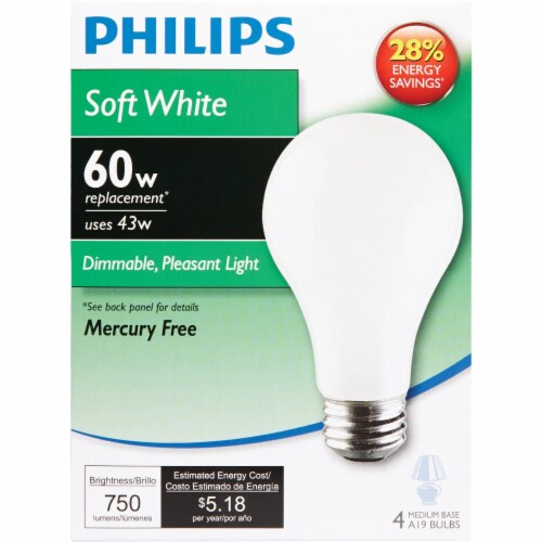 Philips EcoVantage 43-Watt (60-Watt) Medium Base A19 Light Bulbs Perspective: back