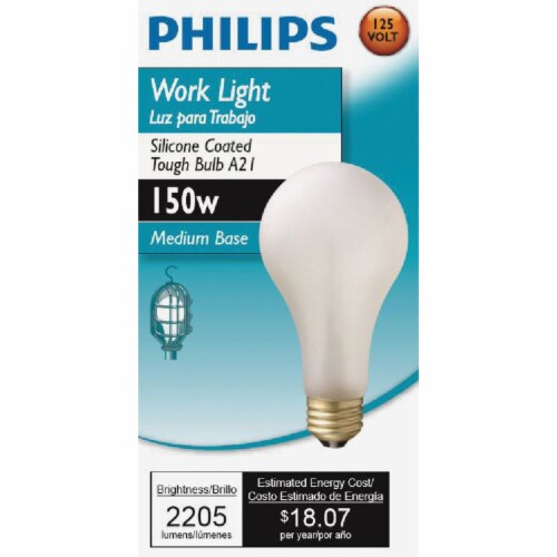 Philips 150W Frosted Medium Soft White A21 Incandescent Rough Service Light Bulb Perspective: back