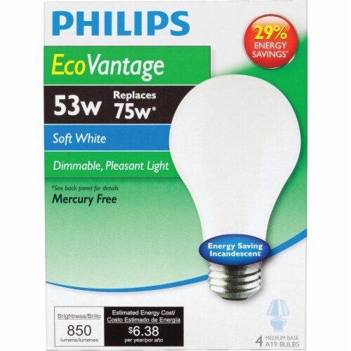 Philips 53-Watt (75-Watt) Medium Base A19 Light Bulbs Perspective: back