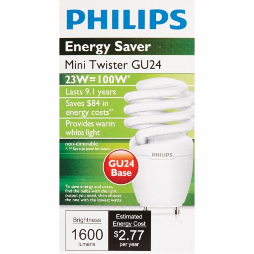 Philips Energy Saver W Equivalent Warm White Gu Base Spiral Cfl