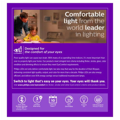 Philips 10-Watt (60-Watt) A19 LED Light Bulbs Perspective: back