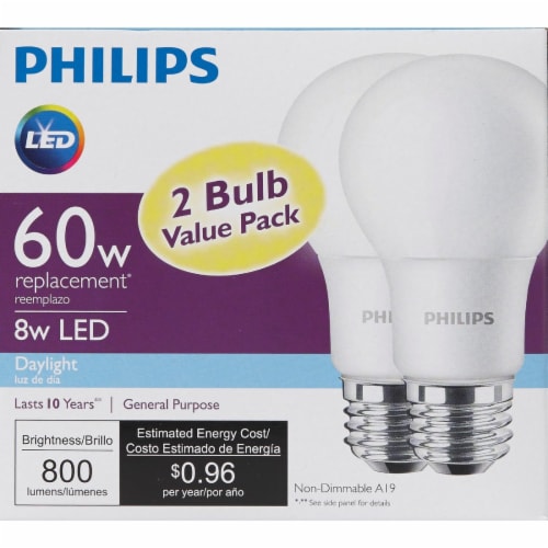 Philips 9-Watt (60-Watt) A19 LED Light Bulbs Perspective: back