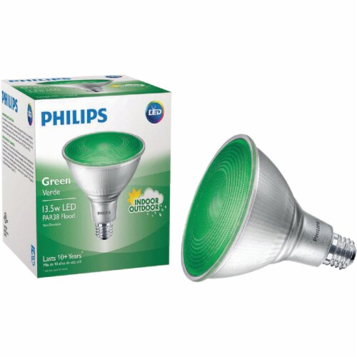 Philips 13.5-Watt (100-Watt) Green PAR38 Medium LED Floodlight Light Bulb Perspective: back