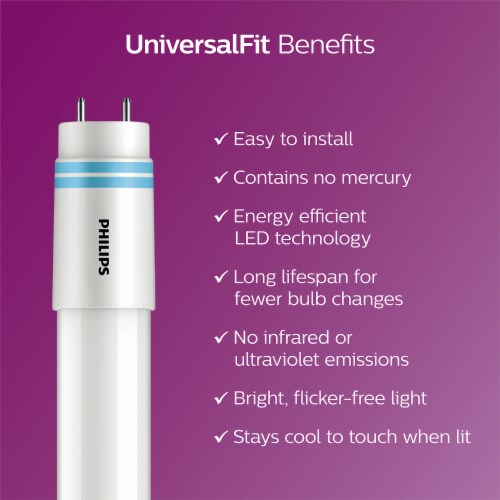 Philips 16-Watt (32-Watt) T8 Universal Fit Light Bulb - Cool White (4000K) Perspective: back