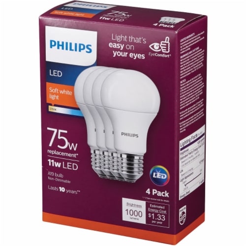 Philips 11-Watt (75-Watt) A19 LED Light Bulbs Perspective: back