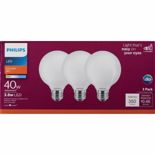 Philips 3.8-Watt (40-Watt) Medium Base Globe G25 LED Light Bulbs Perspective: back