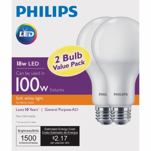 Philips 100W Equivalent Soft White A21 Medium LED Light Bulb (2-Pack) 554584 Perspective: back