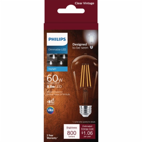 Philips 8.8-Watt (60-Watt) ST19 LED Light Bulb Perspective: back