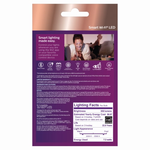Philips Smart Wi-Fi® 7.2W LED Full Color Light Bulb Perspective: back