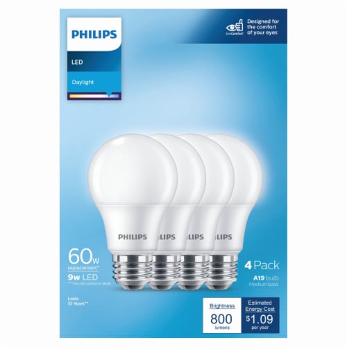 Philips Daylight Medium Base LED Light Bulbs Perspective: back