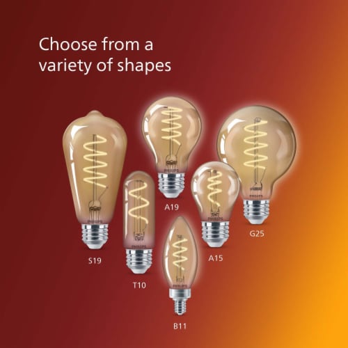 Philips 3.5-Watt (25-Watt) T10 Vintage LED Light Bulb - Amber Light (2000K) Perspective: back