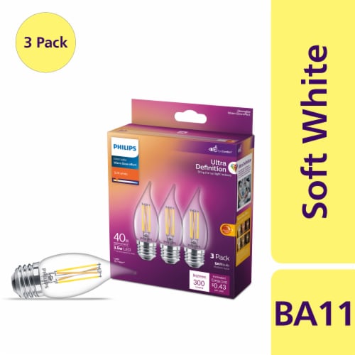 Philips 3.5-Watt (40-Watt) Ba11 LED Dimmable Flicker Free Light Bulb - Soft White (2700K) Perspective: back