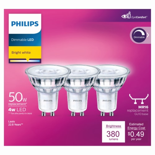 Philips 4-Watt (50-Watt) GU10 Reflector LED Dimmable Light Bulb - Bright White (3000K) Perspective: back