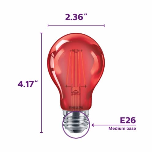 Philips 4-Watt (40-Watt) A19 LED Red Light Bulb Perspective: back