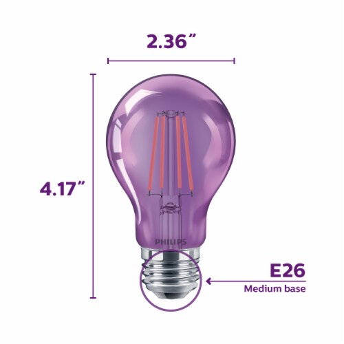 Philips 4-Watt (40-Watt) A19 LED Purple Party Light Bulb Perspective: back