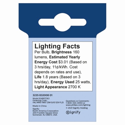 Philips 25 Watt GU10 Halogen Dimmable Light Bulb Soft White 2700K 1 ct Fred Meyer