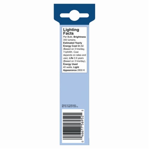 Philips 40W Incandescent Light Bulb Perspective: back