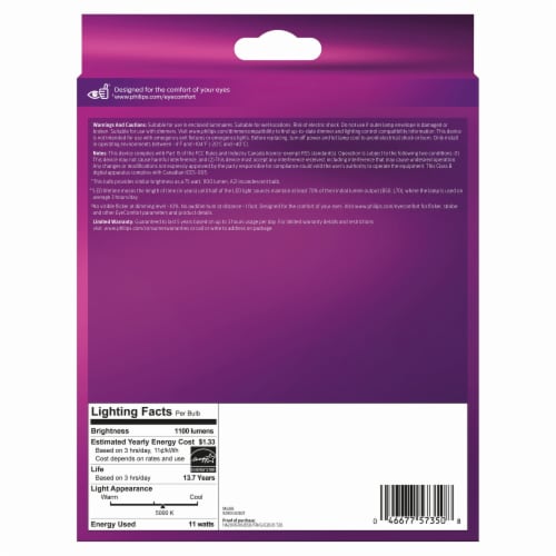 Philips 11-Watt (75-Watt) A19 Medium Base LED Light Bulbs Perspective: back
