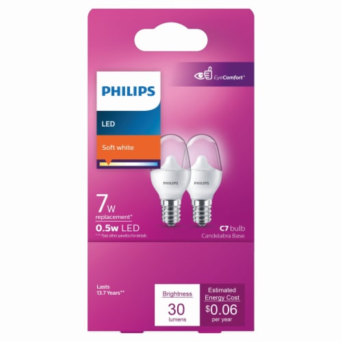 Philips 7-Watt (7C) Candlebra Base LED Night-Light Bulbs Perspective: back