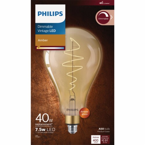 Philips 7.5-Watt (40-Watt) A50 Medium Base LED Light Bulb Perspective: back