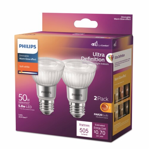 Philips 6.3-Watt (50-Watt) PAR20 Medium base Dimmable LED Light Bulbs Perspective: back