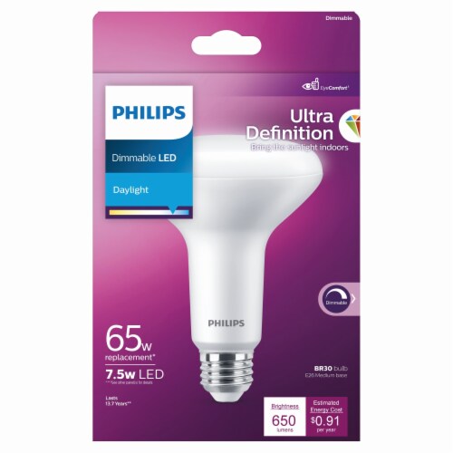 Philips 7.5-Watt (65-Watt) BR30 Reflector LED Dimmable Flicker Free Light Bulb - Daylight (5000K) Perspective: back