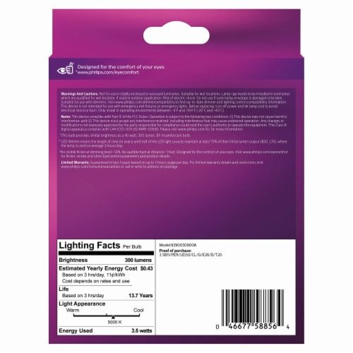 Philips Ultra Definition 3.5 Watts 40-Watt B11 Clear Daylight Light Bulbs 5000K Perspective: back