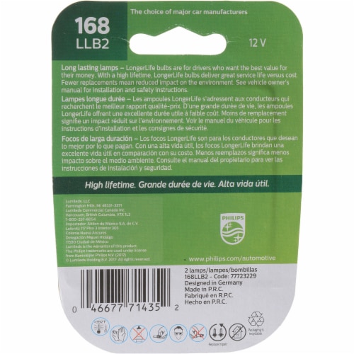 Philips LongerLife Miniature 168 LLB2 Light Bulbs Perspective: back