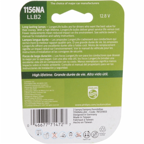 Philips LongerLife Miniature 1156NA LLB2 Light Bulbs Perspective: back