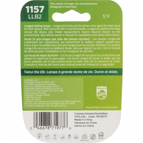 Philips LongerLife Miniature 1157 LLB2 Light Bulbs Perspective: back