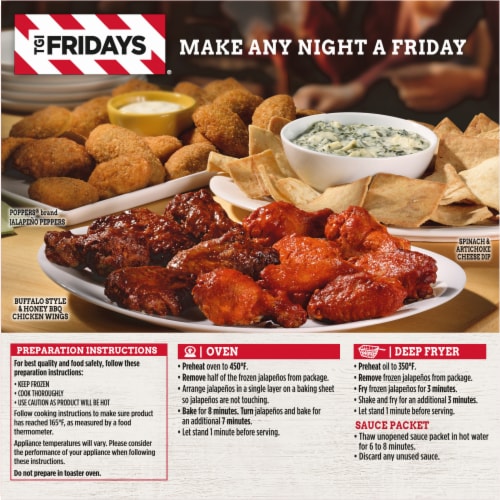 TGI Fridays Frozen Appetizers Cheddar Cheese Jalapeno Poppers with Cilantro Lime Ranch Dip Box Perspective: back