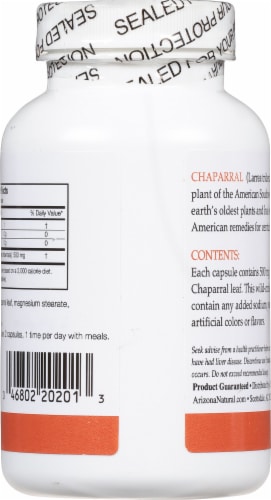 Arizona Natural Products Chaparral Capsules Perspective: back