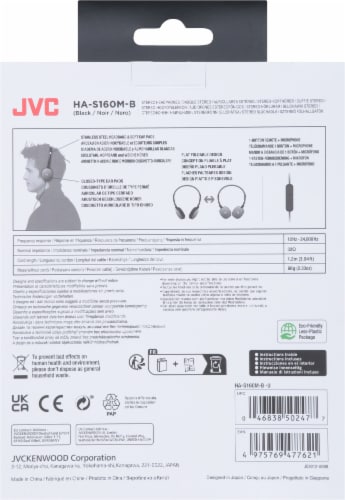 JVC HAS160MB Flat Headphones With Mic - Black Perspective: back