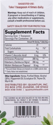 Quantum Health Elderberry + Immune Defense Immune Support Syrup Perspective: back