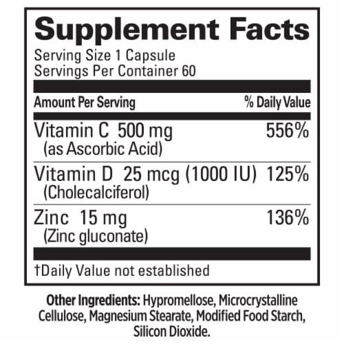Quantum Health® CDZ Immune Support Capsules Perspective: back