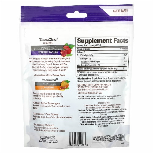 TheraZinc Elderberry Lozenge Bag Perspective: back