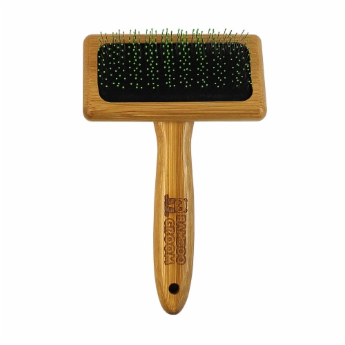 Soft Slicker Brushwith Stainless Steel Pins/Medium Perspective: back