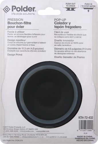 Polder® Pop-Up Silicone Sink Strainer & Stopper in Grey Perspective: back