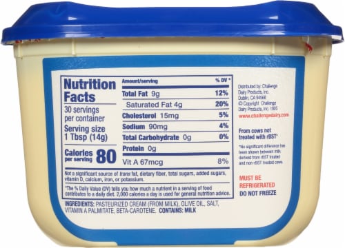 Challenge® Sea Salted Spreadable Butter with Olive Oil Tub Perspective: back