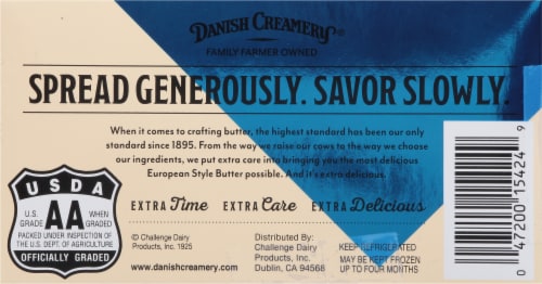 Danish Creamery Unsalted European Style Butter Sticks Perspective: back