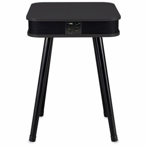 Square Speaker End Table - Black Perspective: back
