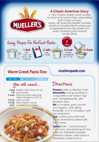 Mueller's Mini Penne Pasta Perspective: back