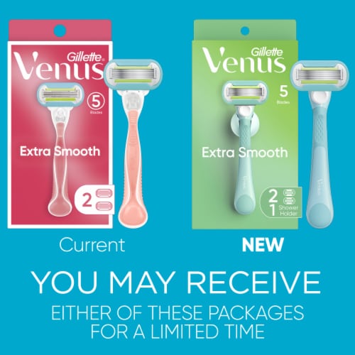Gillette Venus Extra Smooth Women's 5-Blade Razors Handle and Refill Cartridges Perspective: back