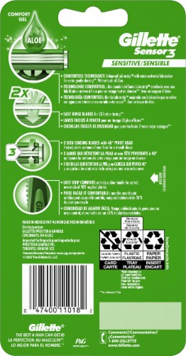 Gillette® Sensor3 Sensitive Men's Disposable Razors Perspective: back