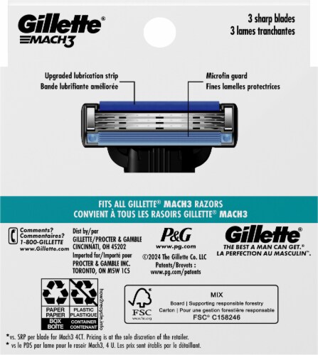 Gillette® Mach3 Razor Blade Refills Perspective: back