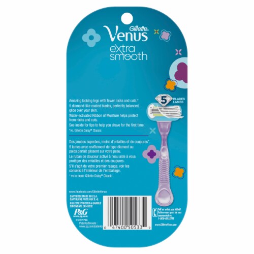 Venus Extra Smooth Green Women's Razor Handle and Blade Refills Cartridges Perspective: back