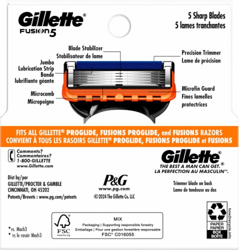 Gillette® Fusion 5 ProGlide Power Base Cartridges Perspective: back