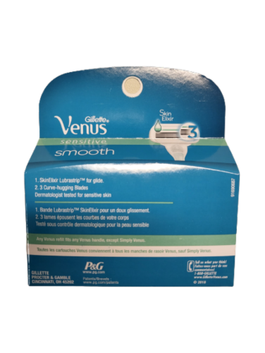 Venus Gillette Smooth Sensitive Womens Razor Blades Refill Perspective: back