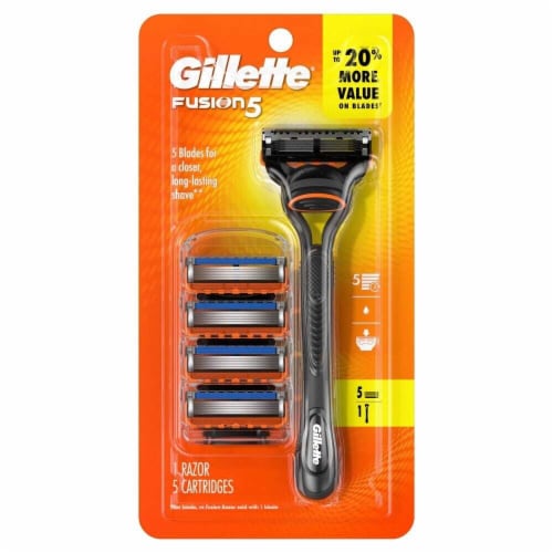 Gillette Fusion5 Men's 5-Blade Razors Handle and Blade Cartridge Refills Value Pack Perspective: back